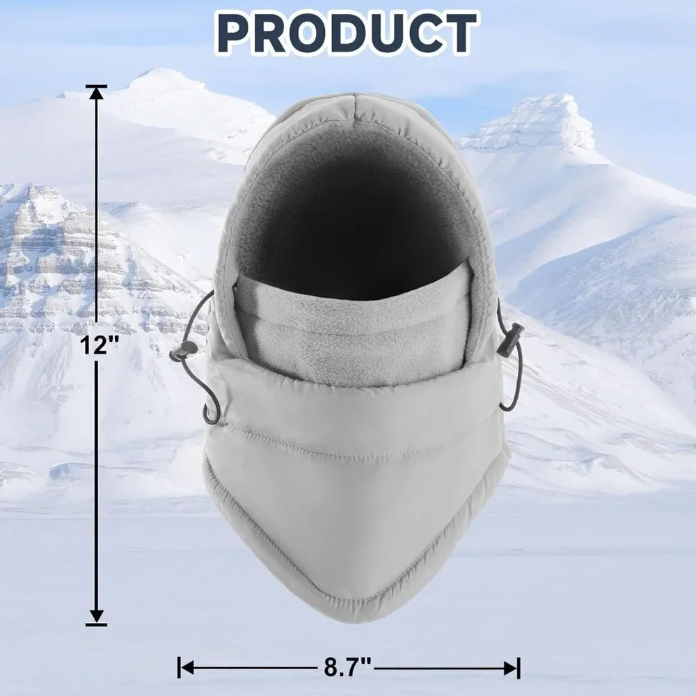 Men's Grey Lining Windproof Adjustable Winter Cold Weather Ski Face Mask